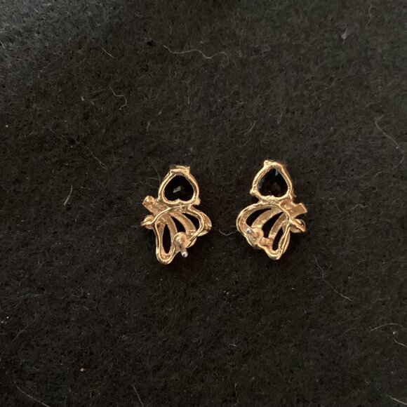 Heart Cut Blue Topaz Stud Earrings - Picture 2 of 3